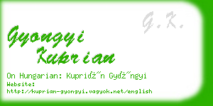 gyongyi kuprian business card